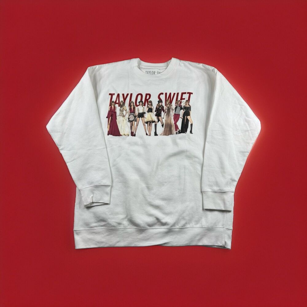 Taylor Swift Eras Merch Crewneck Sweater Adult Size 2XL White Music Album Tour